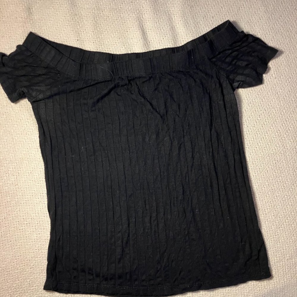 Black Off The Shoulder Tee